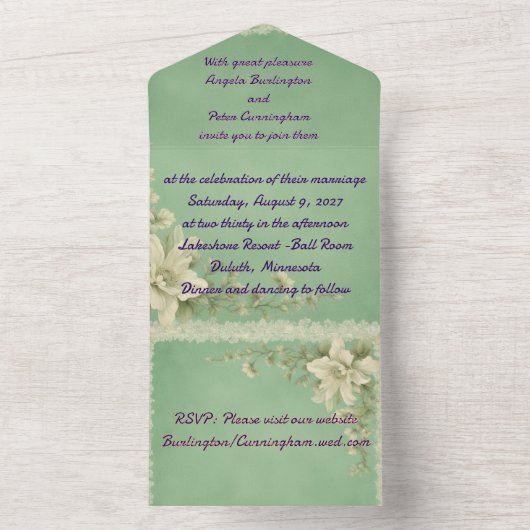 Alles in één bruiloft all in one uitnodiging (Binnen)