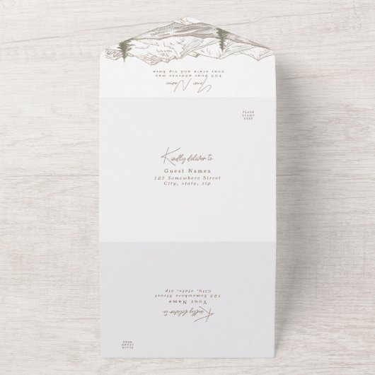 Alles in één bruiloft all in one uitnodiging (Buitenkant)