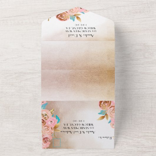 Alles in één bruiloft all in one uitnodiging (Buitenkant)