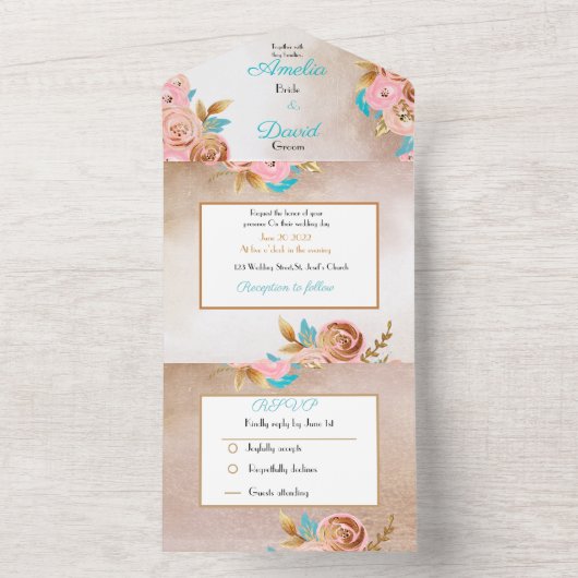 Alles in één bruiloft all in one uitnodiging (Binnen)