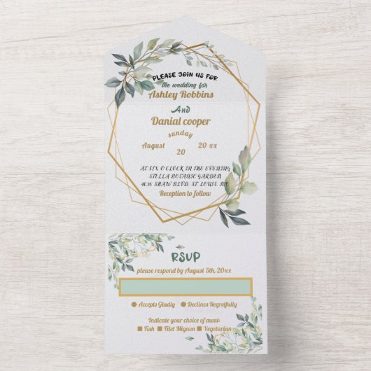 Alles in één bruiloft all in one uitnodiging (Binnen)