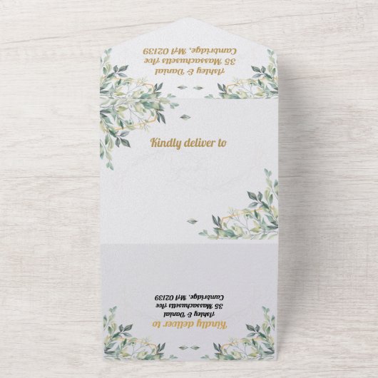 Alles in één bruiloft all in one uitnodiging (Buitenkant)