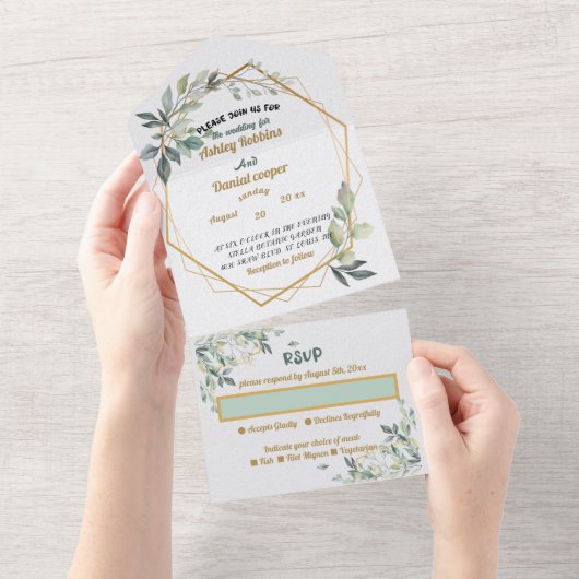 Alles in één bruiloft all in one uitnodiging (Afscheurbaar)