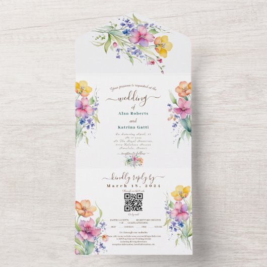 Alles in één bruiloft all in one uitnodiging (Binnen)