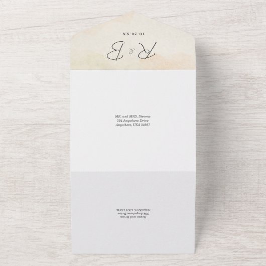 Alles in één bruiloft bloemenrustieke uitnodiging (Buitenkant)