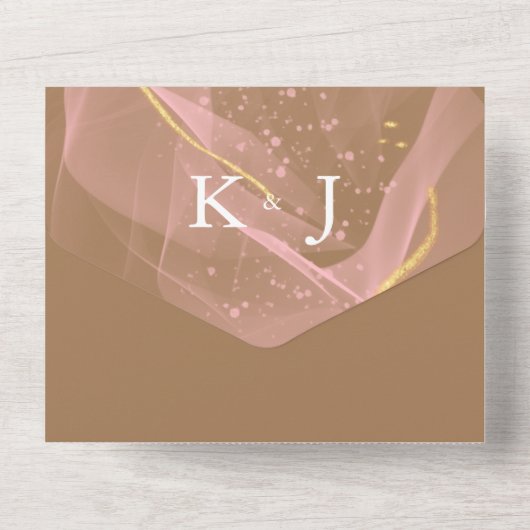 Alles in één bruiloft bloemenrustieke uitnodiging (Achterkant)