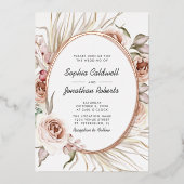 Alles in één bruiloft Boho Floral Real Roos Gold Folie Uitnodiging (Voorkant)