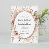 Alles in één bruiloft Boho Floral Real Roos Gold Folie Uitnodiging (Staand Voorkant)