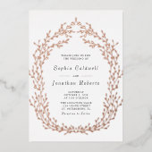 Alles in één bruiloft Botanisch Wreated Roos Gold Folie Uitnodiging (Voorkant)