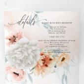 Alles in één bruiloft koraalbloemen drieluik uitnodiging (Binnenzijde eerst)