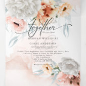 Alles in één bruiloft koraalbloemen drieluik uitnodiging (Binnenkant midden)