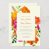 Alles in een bruiloft QR Code oranje Poppy bruilof Kaart (Voorkant / Achterkant)