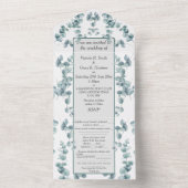 Alles in één bruiloft - Silver Eucalyptus All In One Uitnodiging (Binnen)