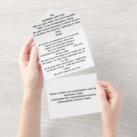 Alles in één bruiloft uitnodiging (Afscheurbaar)