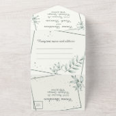 Alles in één bruiloft uitnodiging en RSVP Groen bl (Buitenkant)