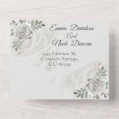 Alles in één bruiloft uitnodiging en RSVP witte ro (Achterkant)