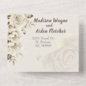 Alles in één bruiloft uitnodiging en RSVP witte ro (Achterkant)