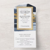 Alles in één bruiloft uitnodigingen | Abstract bla (Binnen)