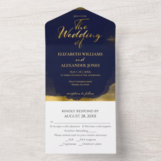 Alles in één bruiloft uitnodigingen | Abstract bla (Binnen)