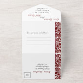 Alles in één bruiloft uitnodigingen en RSVP Maroon (Buitenkant)