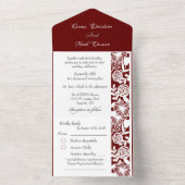Alles in één bruiloft uitnodigingen en RSVP Maroon (Binnen)