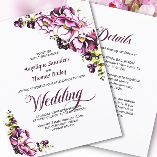 Alles in één budget roze bloemenbruiloft