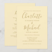 Alles in een Buttercup Geel en Goud bruiloft Kaart (Voorkant / Achterkant)