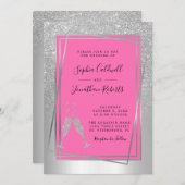 Alles in één Champagne roze zilver weddenschap Kaart (Voorkant / Achterkant)