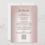 Alles in één Champagne Toast Blush Glitter Weddens Kaart (Achterkant)