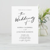 Alles in één chic Modern Black Calligraphy Wedding Kaart (Staand voorkant)