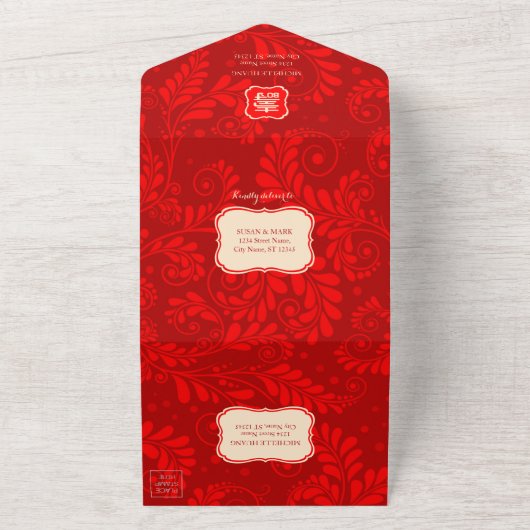 Alles in één Chinese langlevenloze uitnodiging (Buitenkant)