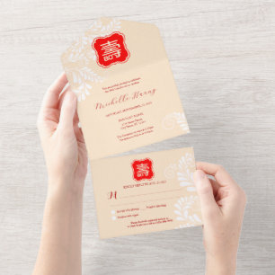 Alles in één Chinese langlevenloze uitnodiging