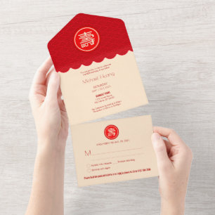 Alles in één Chinese langlevenloze uitnodiging