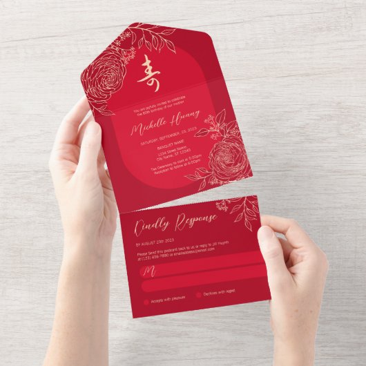 Alles in één Chinese langlevenloze uitnodiging (Afscheurbaar)