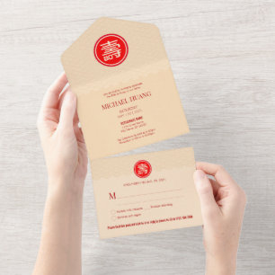 Alles in één Chinese langlevenloze uitnodiging