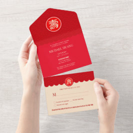 Alles in één Chinese langlevenloze uitnodiging