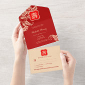 Alles in één Chinese langlevenloze uitnodiging (Afscheurbaar)