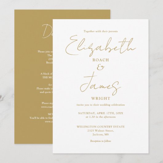 Alles in één chique gouden minimalistische elegant kaart (Voorkant / Achterkant)