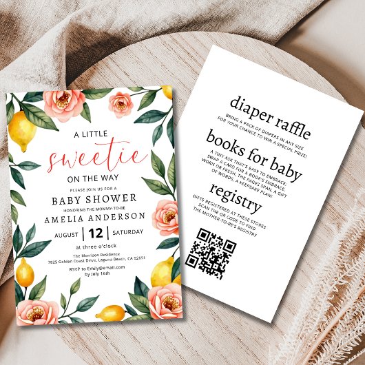 Alles in een citroen citrus bloemenzomer Baby show Kaart