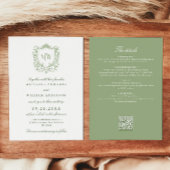 Alles in één  Crest Monogram QR Code Bruiloft Kaart