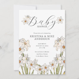 Alles in één Daffodil Spring QR Code Baby shower Kaart