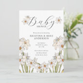 Alles in één Daffodil Spring QR Code Baby shower Kaart (Staand voorkant)