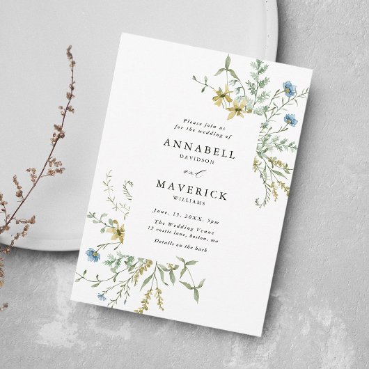 Alles in een delicate wilde bloem moderne Boho bru Kaart