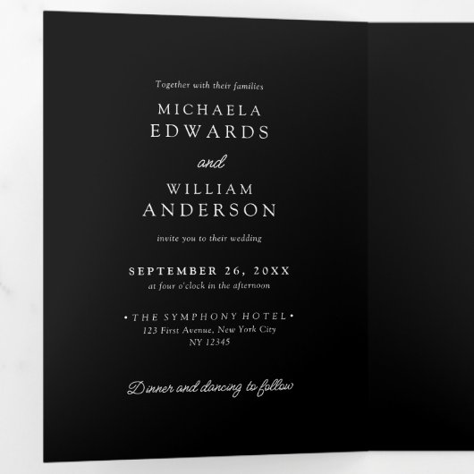 Alles in één details RSVP QR-codes Modern Wedding Drieluik Uitnodiging (Binnenzijde eerst)