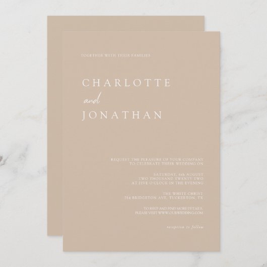 Alles in één Eenvoudig Modern Script Taupe Pink We Kaart (Voorkant / Achterkant)