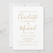 Alles in één eenvoudige elegante Gold Script Wedde Kaart (Voorkant)