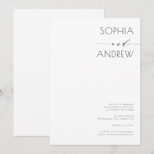 Alles in één eenvoudige moderne kalligrafie kaart (Voorkant / Achterkant)