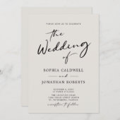 Alles in één Eggshell Moderne Calligrafie Weddensc Kaart (Voorkant / Achterkant)