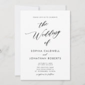 Alles in één elegant Black Calligraphy Wedding Inv Kaart (Voorkant)