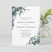 Alles in één elegant Eucalyptus en Berry Wedding Kaart (Staand voorkant)